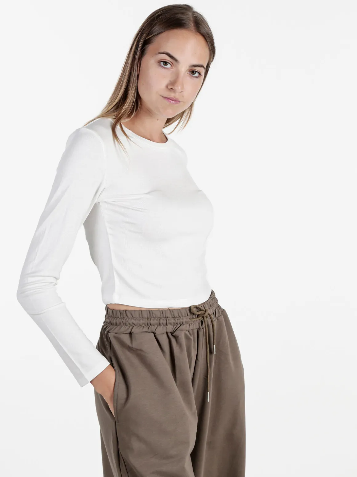 Solada T-shirt donna a maniche lunghe in viscosa - bianco