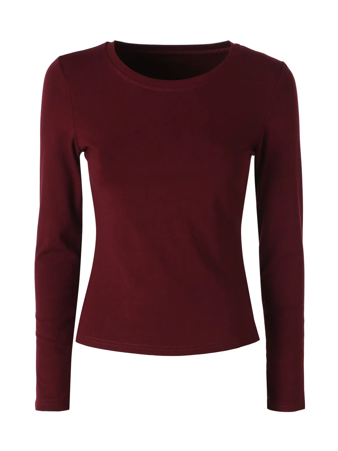 Solada T-shirt donna a maniche lunghe con scollo tondo - bordeaux