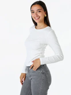 Solada T-shirt donna a maniche lunghe con scollo tondo - bianco