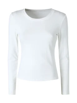 Solada T-shirt donna a maniche lunghe con scollo tondo - bianco