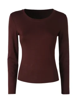 Solada T-shirt donna a maniche lunghe con scollo tondo - moro