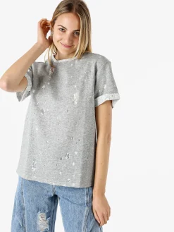 Solada T-shirt donna con dettagli in pizzo - grigio