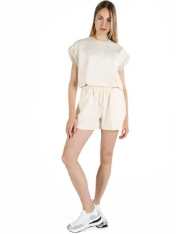 Solada T-shirt donna con strass - beige