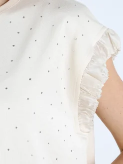 Solada T-shirt donna con strass - beige