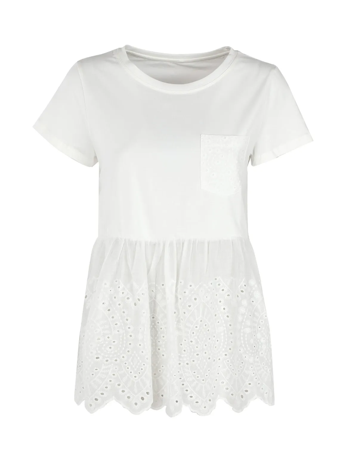 Solada T-shirt donna con taschino e ricami macramè