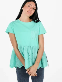 Solada T-shirt donna con taschino e ricami macramè