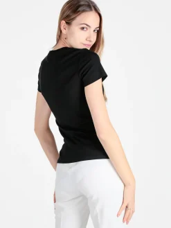 Solada T-shirt donna cuore con strass e paillettes