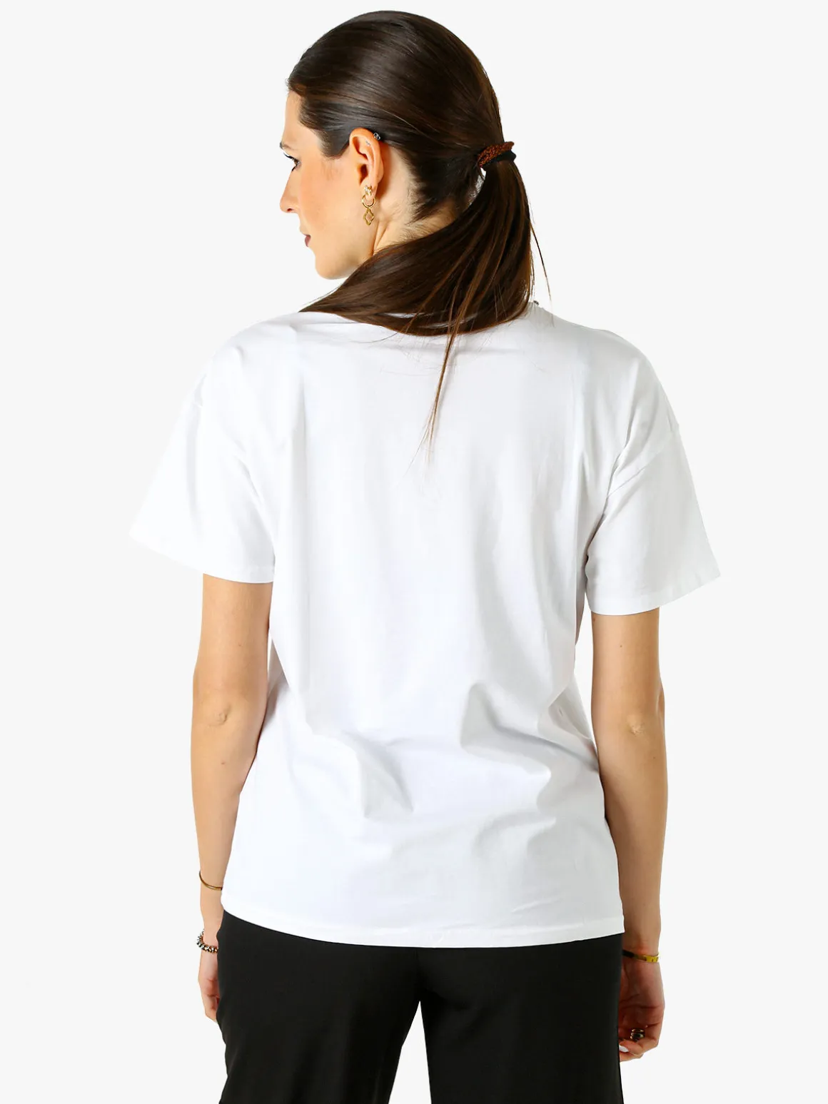Solada T-shirt donna gioiello con strass e stampa disegno animali - argento