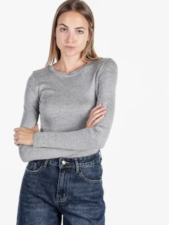 Solada T-shirt donna girocollo a maniche lunghe - grigio
