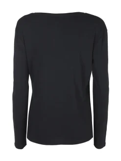 Solada T-shirt donna girocollo a maniche lunghe in cotone - nero