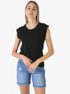 Solada T-shirt donna in cotone senza maniche - nero