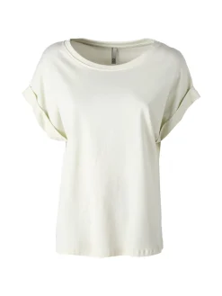 Solada T-shirt donna in cotone con giromaniche risvoltate - panna