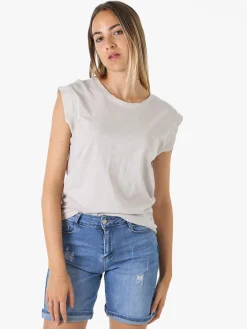 Solada T-shirt donna in cotone senza maniche - beige