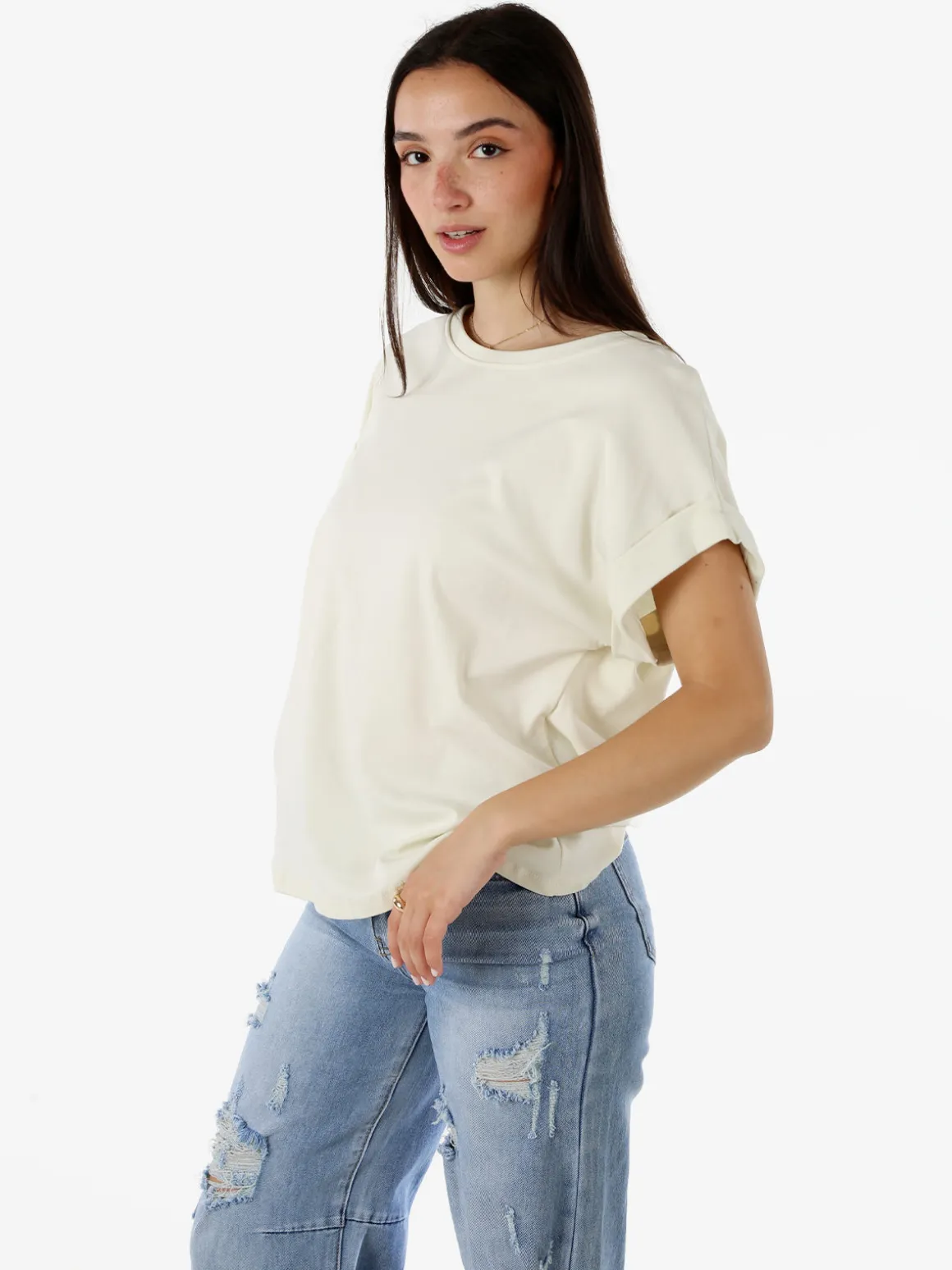Solada T-shirt donna in cotone con scollo a barca - senape