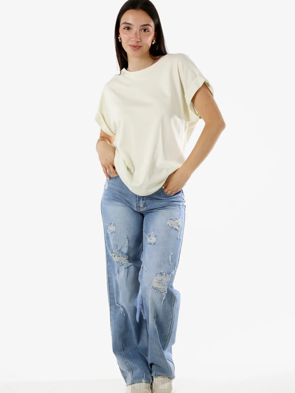 Solada T-shirt donna in cotone con scollo a barca - senape