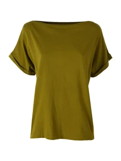 Solada T-shirt donna in cotone con scollo a barca - oliva