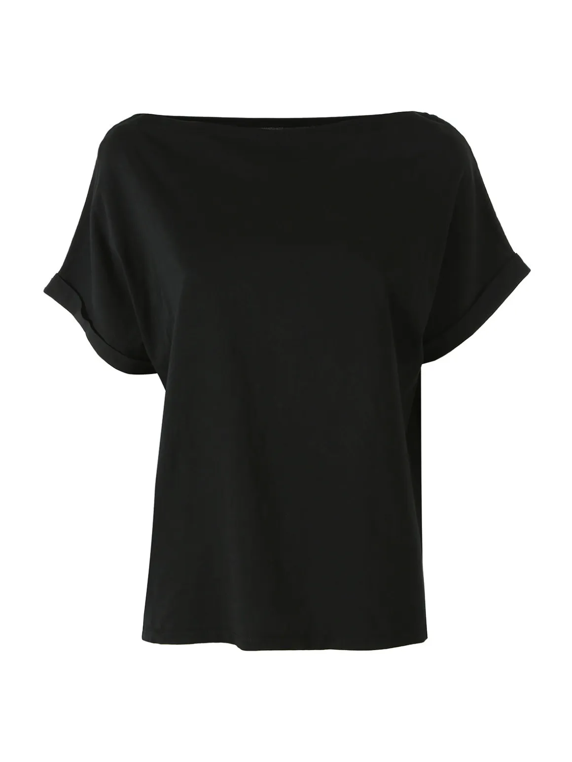 Solada T-shirt donna in cotone con scollo a barca - nero
