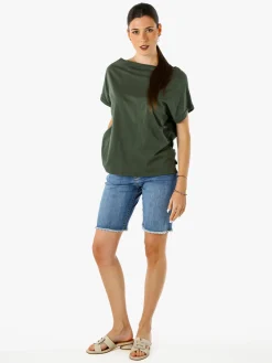 Solada T-shirt donna in cotone con scollo a barca - bianco