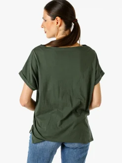 Solada T-shirt donna in cotone con scollo a barca - bianco