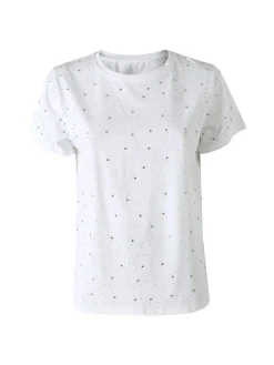 Solada T-shirt donna in cotone con strass - bianco