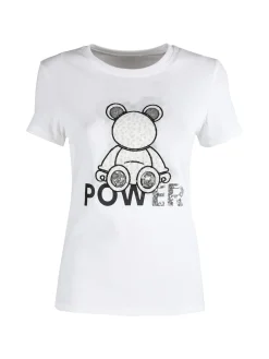 Solada T-shirt donna in cotone con paillettes