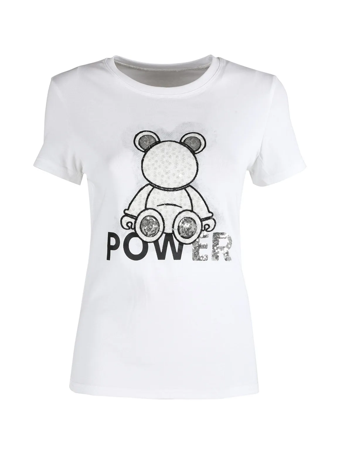 Solada T-shirt donna in cotone con paillettes