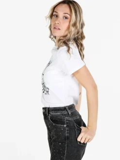 Solada T-shirt donna in cotone con paillettes