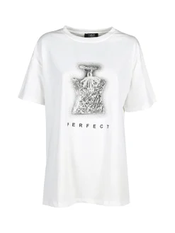 Solada T-shirt donna in cotone con stampa e strass decorativi