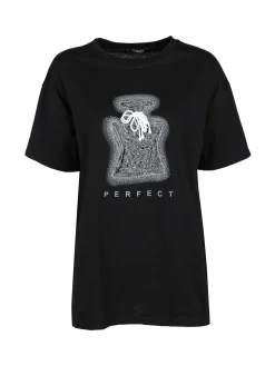 Solada T-shirt donna in cotone con stampa e strass decorativi