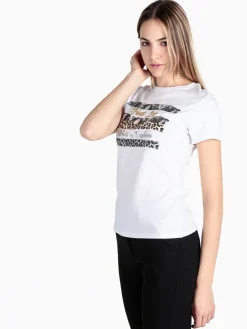 Solada T-shirt donna in cotone con dettagli animalier