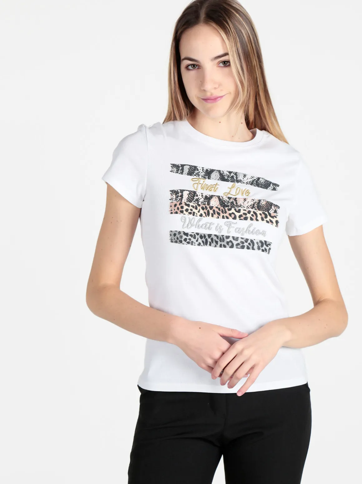 Solada T-shirt donna in cotone con dettagli animalier
