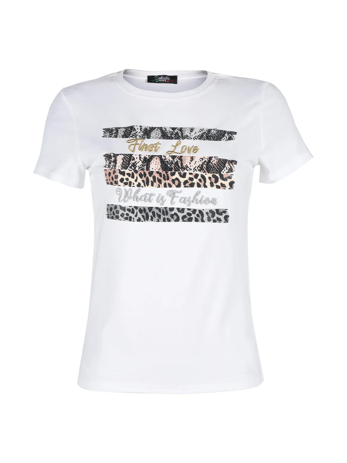 Solada T-shirt donna in cotone con dettagli animalier