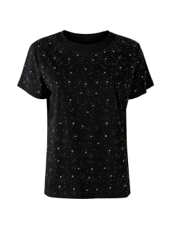 Solada T-shirt donna in cotone con strass - nero