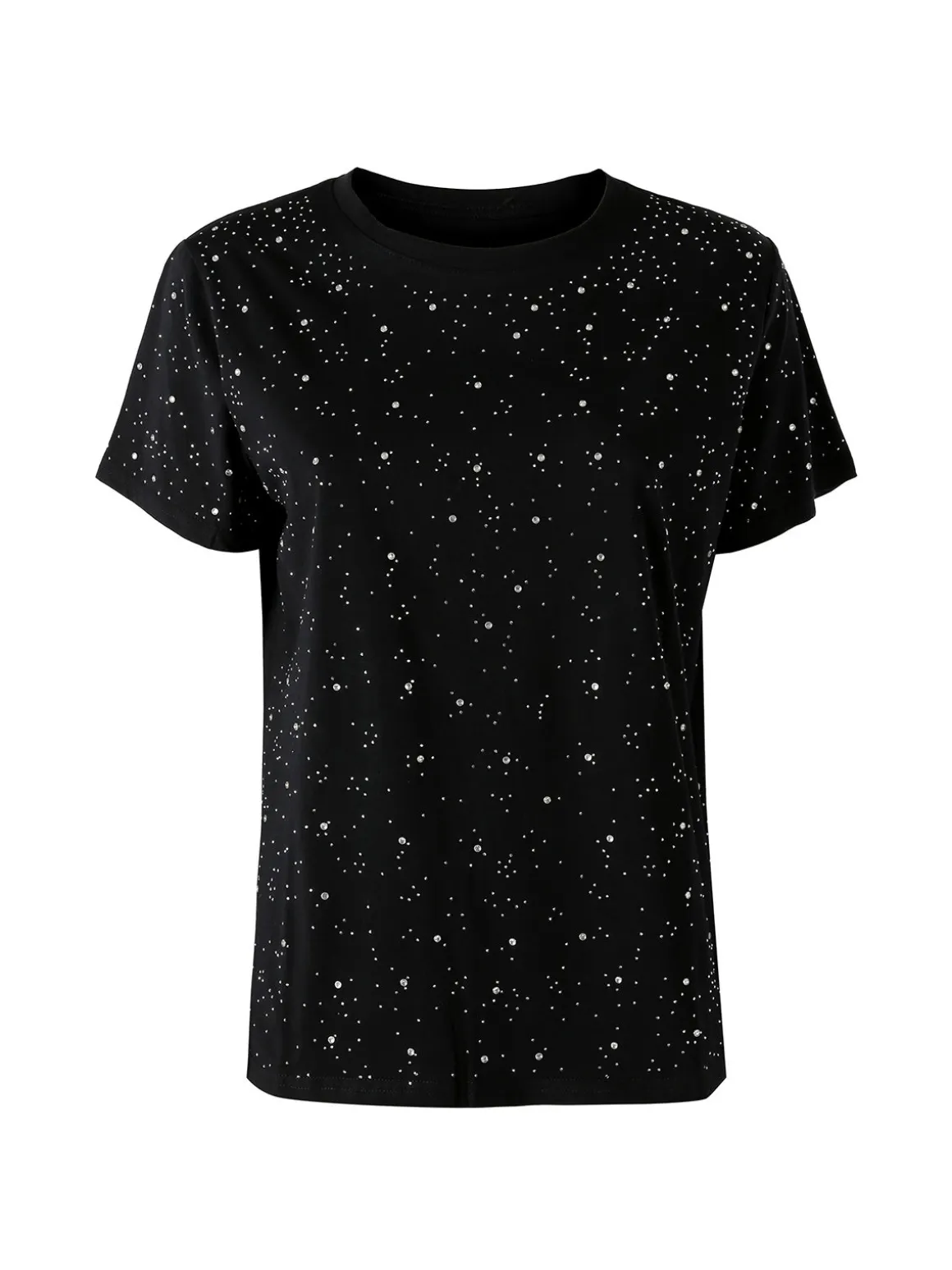 Solada T-shirt donna in cotone con strass - nero