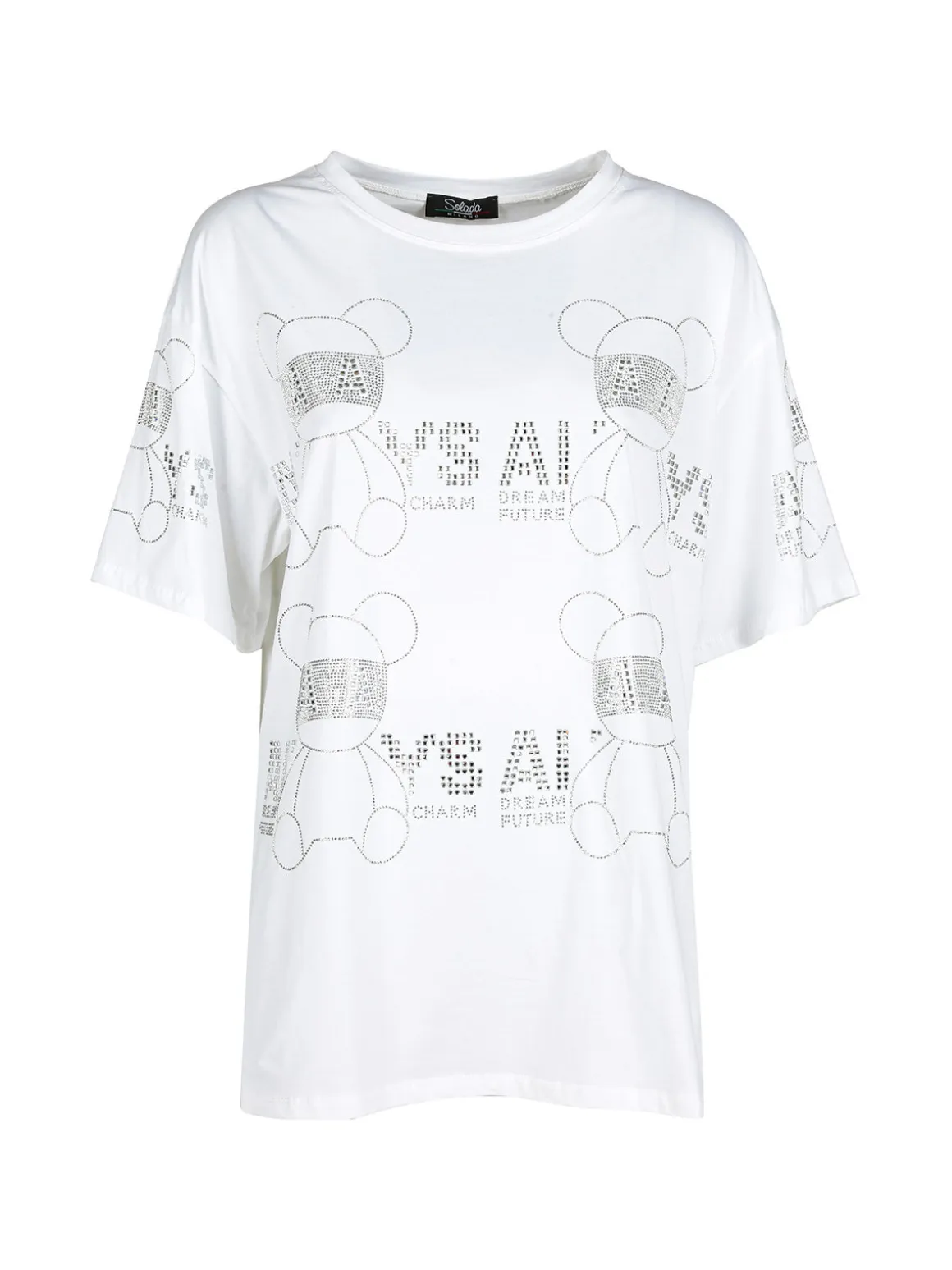 Solada T-shirt donna in cotone con strass e lustrini