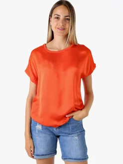 Solada T-shirt donna in viscosa e seta - arancione