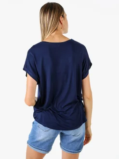 Solada T-shirt donna in viscosa e seta - blu scuro