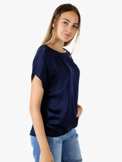 Solada T-shirt donna in viscosa e seta - blu scuro