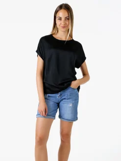 Solada T-shirt donna in viscosa e seta - nero