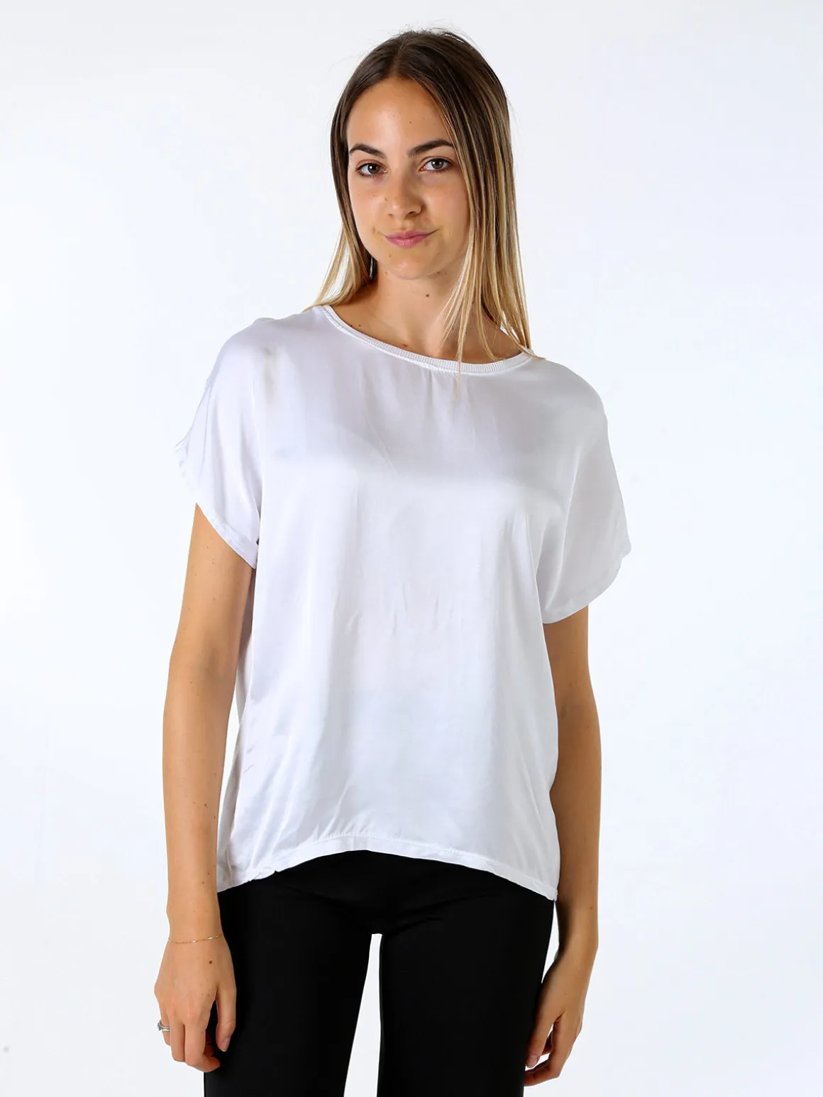 Solada T-shirt donna in viscosa e seta - bianco