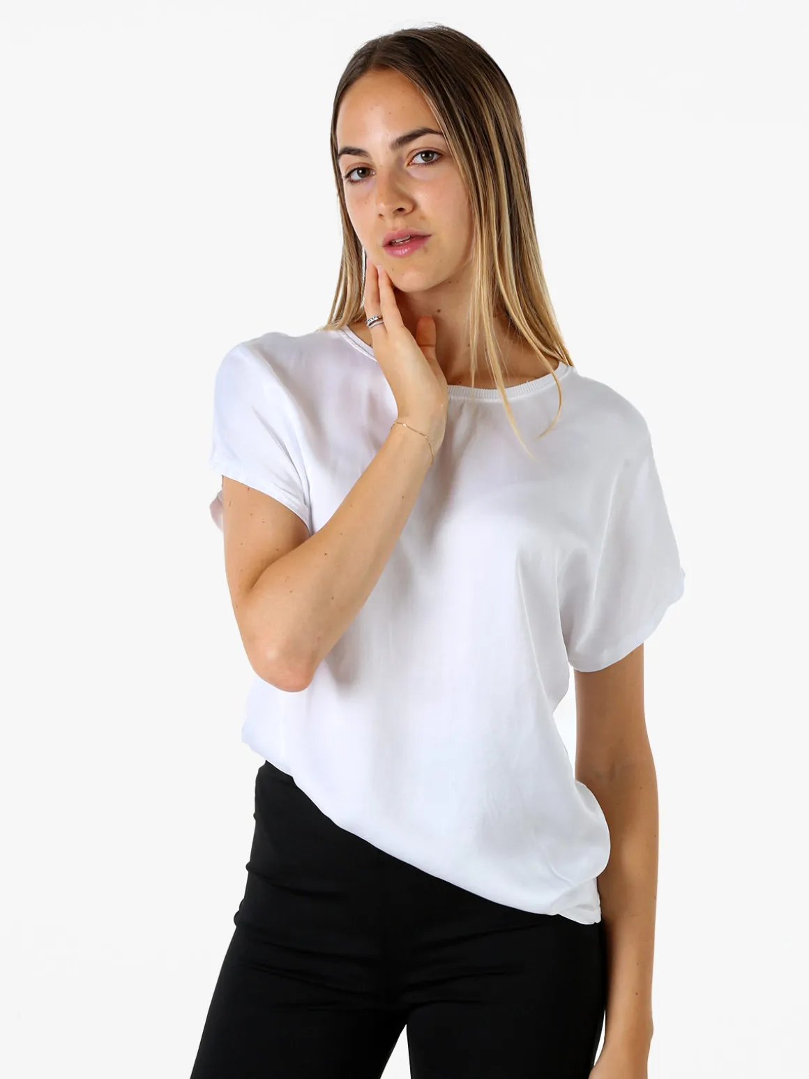 Solada T-shirt donna in viscosa e seta - bianco