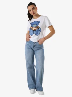Solada T-shirt donna orsacchiotto con strass - blu