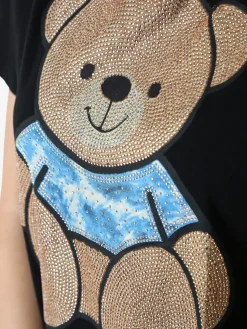 Solada T-shirt donna orsacchiotto con strass - nero