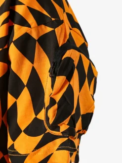 Solada T-shirt donna oversize con stampe geometriche bicolore e taschino sulla manica - arancione
