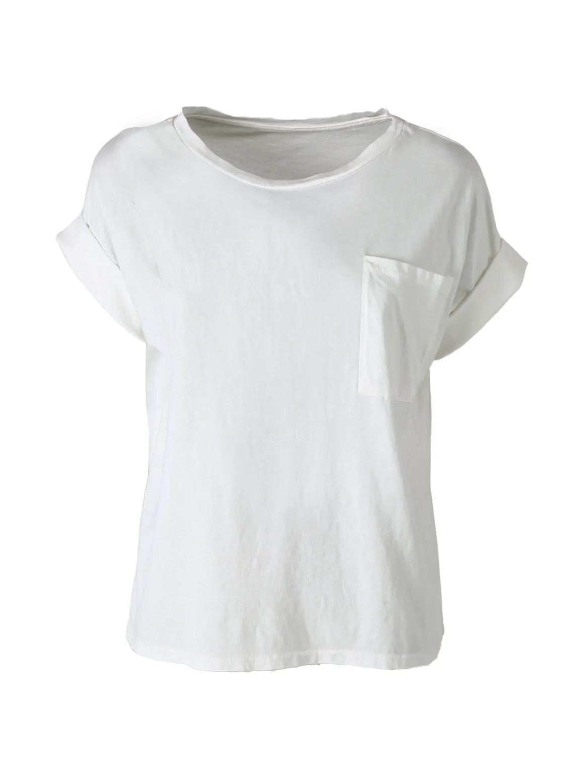 Solada T-shirt donna oversize in cotone con taschino - bianco