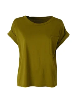 Solada T-shirt donna oversize in cotone con taschino - militare