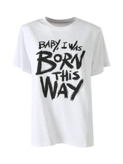 Solada T-shirt donna oversize con spalline imbottite e stampa - bianco