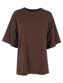 Solada T-shirt donna oversize con strass e sfumatura - marrone
