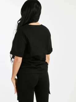 Solada T-shirt donna oversize con strass e sfumatura - giallo