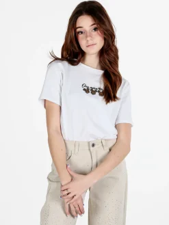 Solada T-shirt donna oversize in cotone con strass